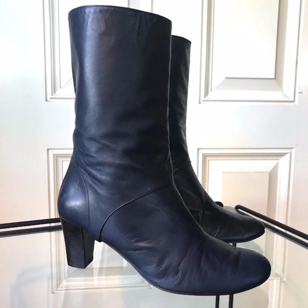 OPENING CEREMONY Navy Leather Pull-On Boots/ Sz 39